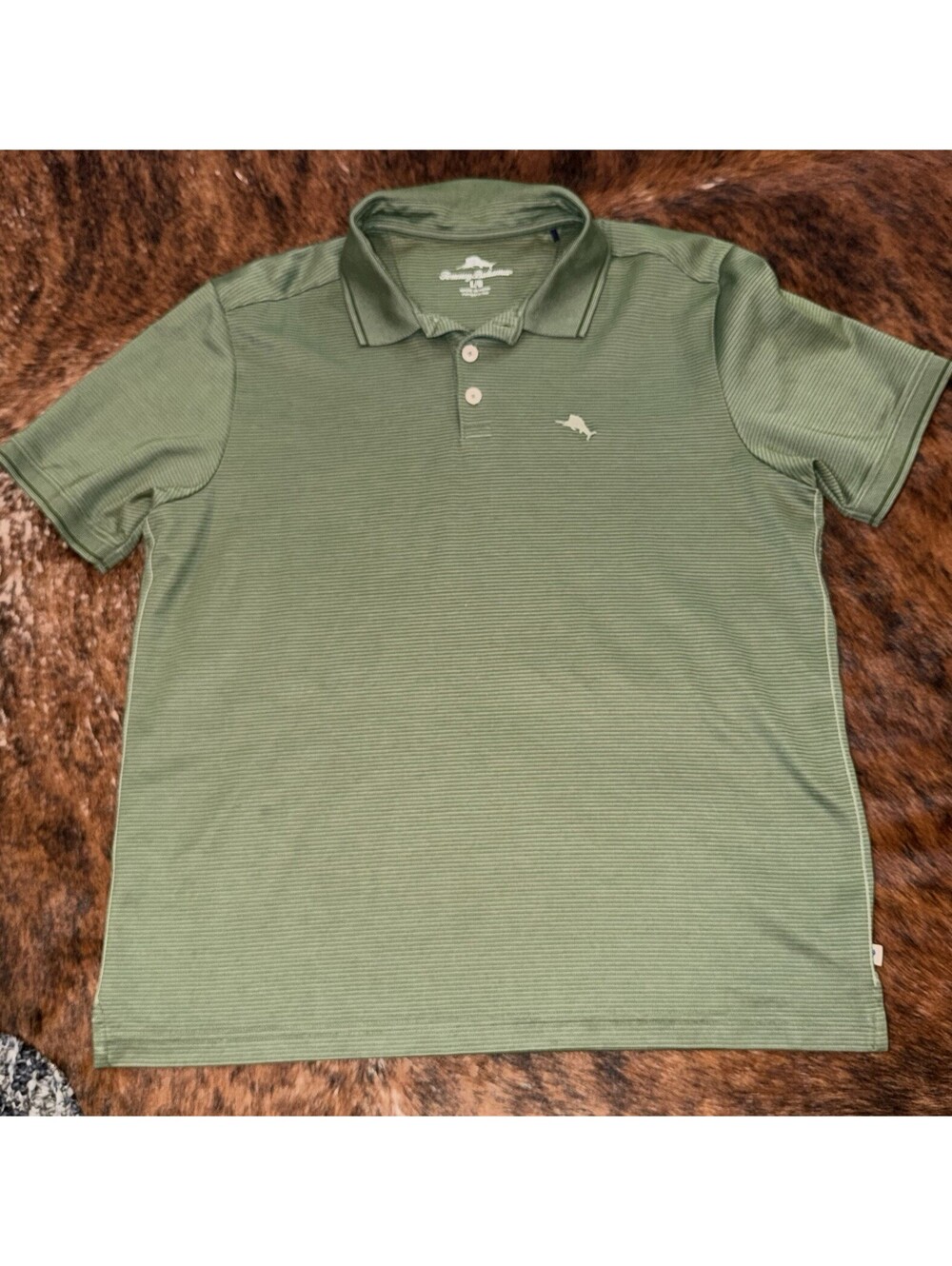 Tommy Bahama Men’s Size Large Polo Shirt Green Cotton Polyester Embroidered